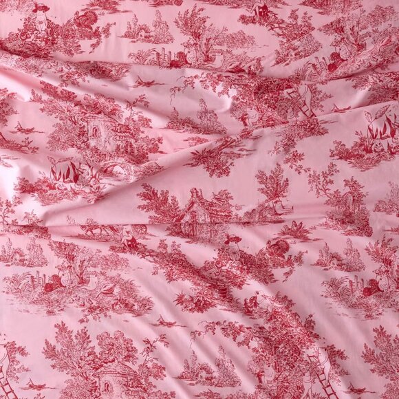 Urban Outfitters Pink & Red Frog Toile Queen Size Sheet Set - Picture 1 of 2